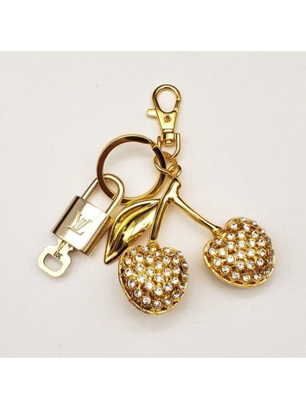 Louis Vuitton Authentic Gold Lock 🔒 Unbranded Cherry Keychain Charm for Bags